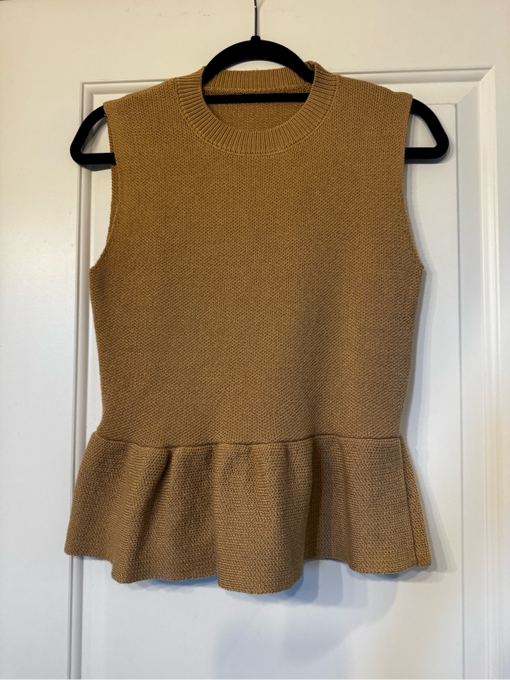 Commense Sleeveless Peplum Knit Top - Camel